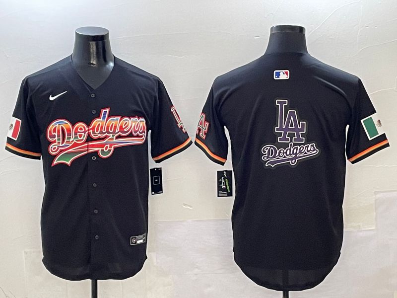Men Los Angeles Dodgers Blank Black rainbow Nike 2025 MLB Jersey style 19